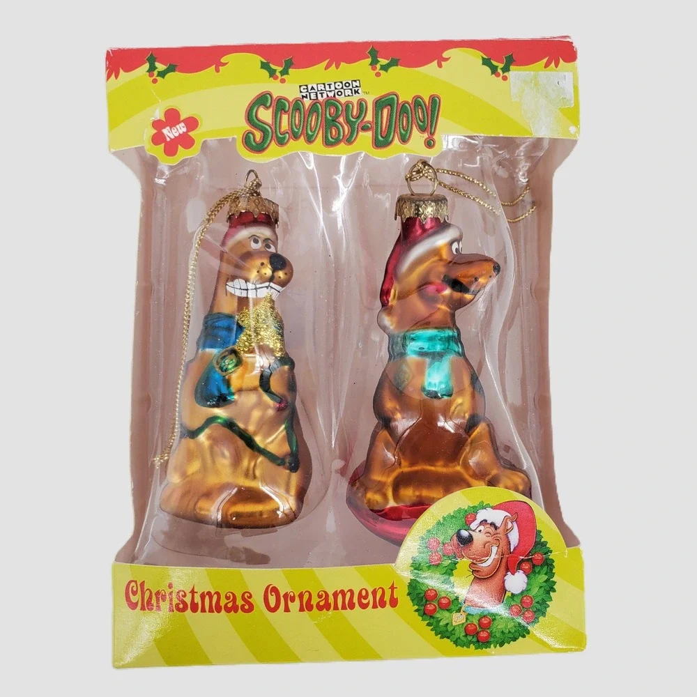 Scooby-Doo Vintage 2002 Blown Glass Christmas‎ Ornaments Set of 2 Trevco New